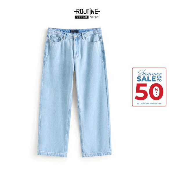 Quần Jeans Nam Thêu Nhỏ Form Straight - Routine 10F25DPA005