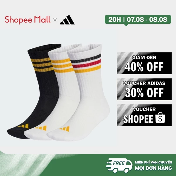 [Duy nhất 8.8 - VOUCHER 30%]adidas Phong cách sống BỘ 3 ĐÔI TẤT CỔ CAO CÓ ĐỆM 3 GẠCH SPORTSWEAR Unisex trắng KE5501