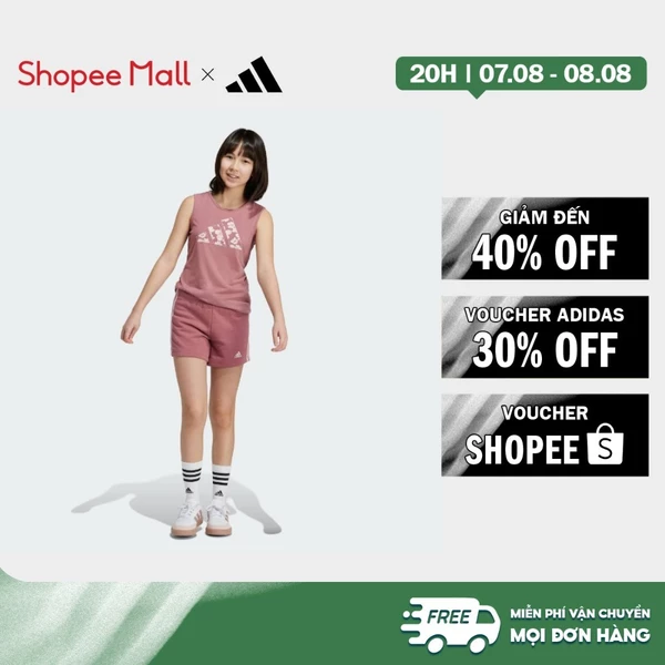 [Duy nhất 8.8 - VOUCHER 30%]adidas Phong cách sống Quần Short 3 Sọc Essentials Trẻ em Hồng IZ3436