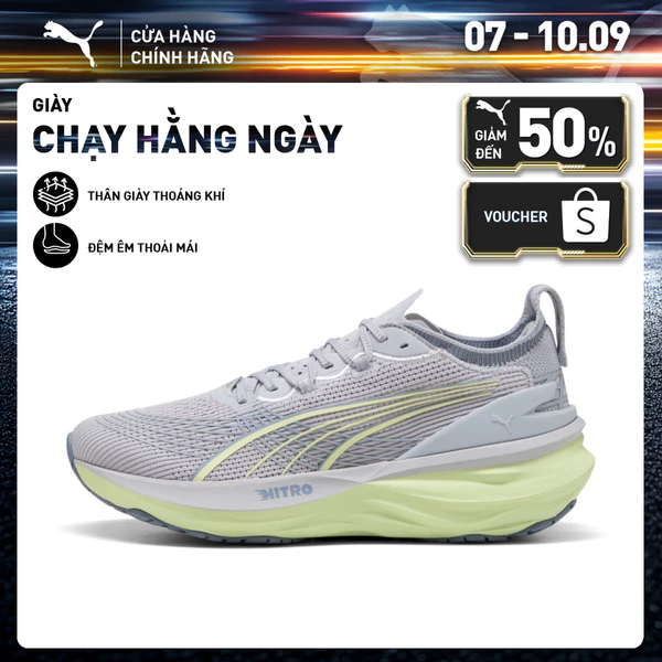 Giày Chạy Bộ PUMA Nam ForeverRun NITRO 2 Vibrant Silver-Apple Spritz Màu Xám