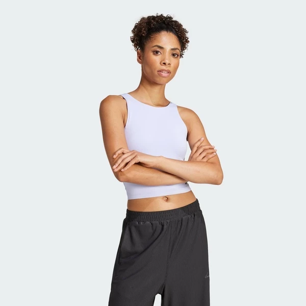 adidas Gym & Training Áo Tank Top Lửng Yoga Với Áo Bra Cup 1/2 Bên Trong Nữ Màu tím JH1477