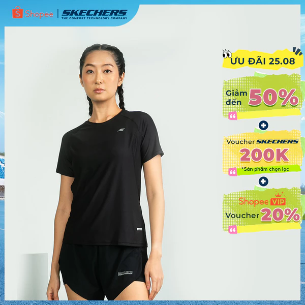 Áo Thun Tay Ngắn Nữ Skechers Running Performance Short Sleeve Tee - SP325W341-0018
