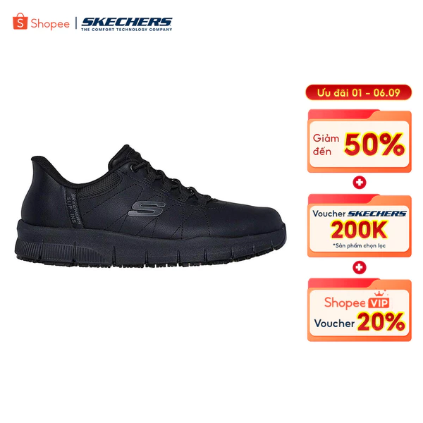 Giày Thể Thao Nữ Skechers Slip-ins Work Nampa Cottonbud Bảo Hộ Lao Động - 108218-BLK Memory Foam Online Sale