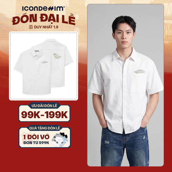 Áo Sơ Mi Nam ICONDENIM Tay Ngắn Cosmic Draft Form Boxy SMID0372