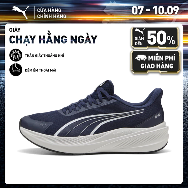 Giày Chạy Bộ PUMA Unisex Dasher Lite SlipTech Navy-Feather Gray Màu Xanh