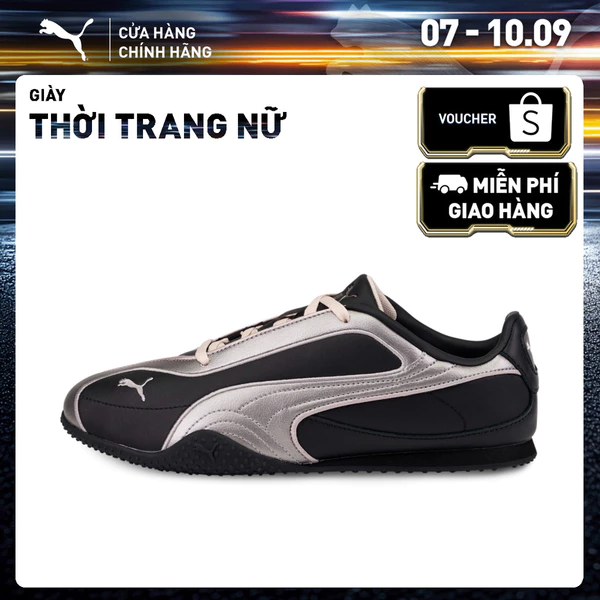 Giày Thời Trang PUMA Nữ Bella V2 Leather Black-Aged Silver-Alpine Snow Màu Đen