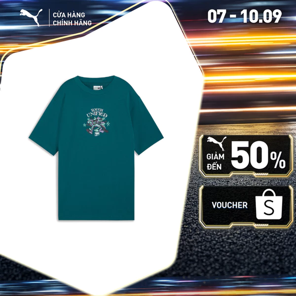 Áo Thun Thời Trang PUMA Nữ DOWNTOWN Relaxed Graphic Tee Cold Green Màu Xanh Lá
