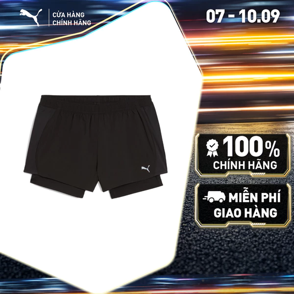 Quần Đùi Chạy Bộ PUMA Nữ RUN VELOCITY 2IN1 3 SHORT W Black Màu Đen