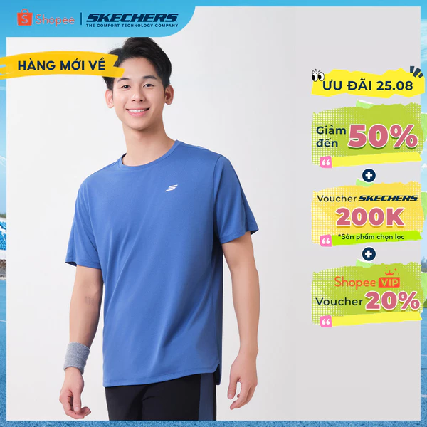 Áo Thun Tay Ngắn Nam Skechers Walking Performance Short Sleeve Tee - SP326M410-02MY