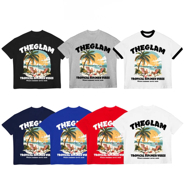 TheGlam CHÍNH HÃNG - Áo Thun Boxy "TROPICAL SUMMER VIBES" UNISEX Mùa Hè - Áo thun Nam Nữ Cotton Cao Cấp - TS06-09