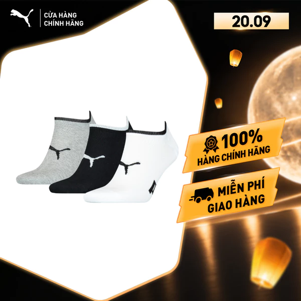 Bộ 3 Đôi Vớ Thể Thao PUMA Unisex U No Show 3P white / grey / black Màu Trắng/Đen/Xám