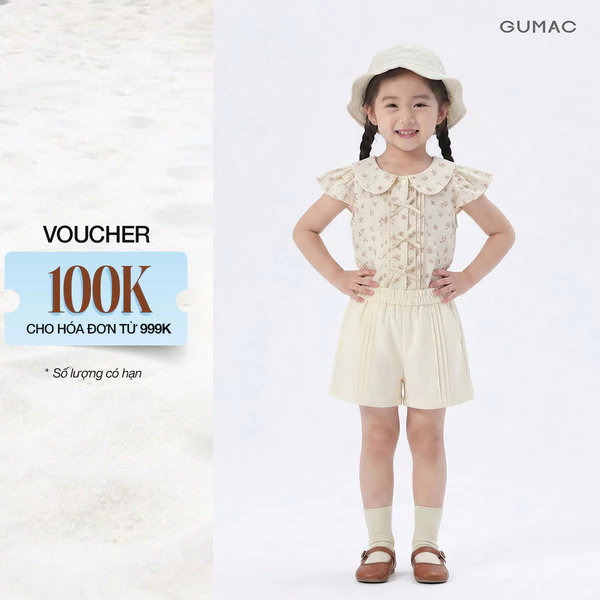 Quần Short Bé Gái GUMAC Form A Lưng Thun Diễu Dọc Thân Dễ Thương Cách Điệu SHGG08128