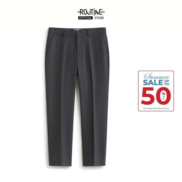 Quần Tây Nam Dài Trơn Form Slim Cropped - Routine 10F24PFO041R1