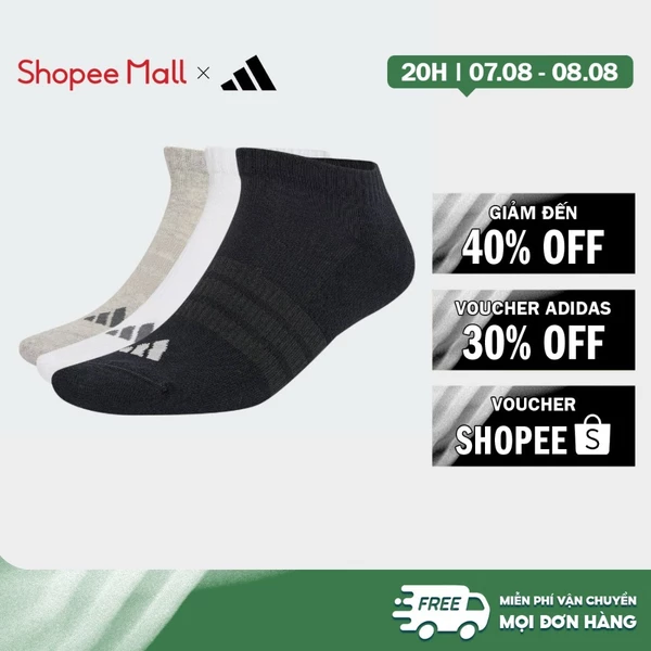 [Duy nhất 8.8 - VOUCHER 30%]adidas Phong cách sống Bộ 3 Đôi Tất Cổ Thấp Lót Đệm adidas Essentials Unisex Xám KR7123