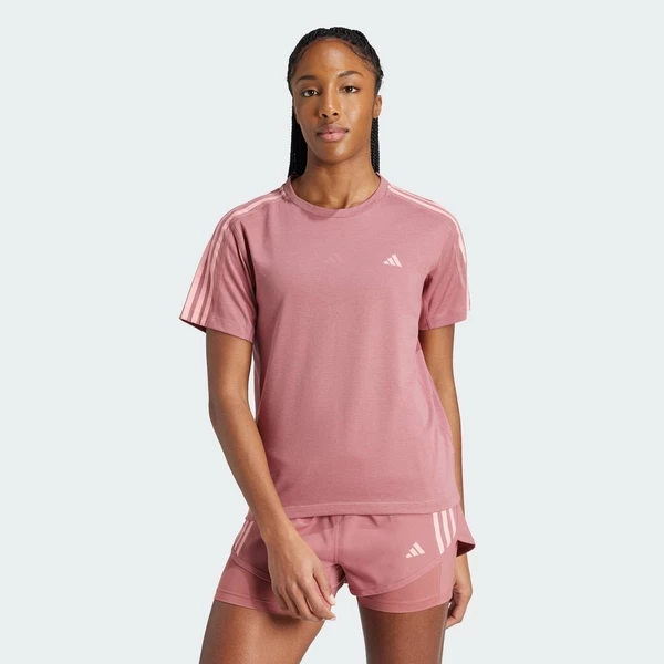 adidas Chạy Áo Thun 3 Sọc Own the Run Nữ Hồng IW0012