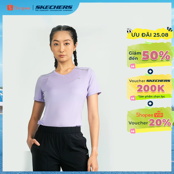Áo Thun Tay Ngắn Nữ Skechers Walking Performance Short Sleeve Tee-SP325W316-02SK