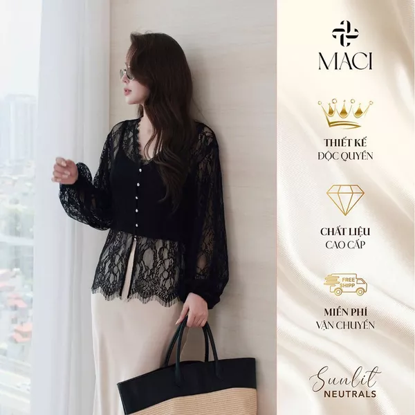 Áo Ren Mềm Dài Tay Bo Chun Kèm Áo Hai Dây MACI MCAATDE0393 Thời Trang Nữ Thiết Kế Độc Quyền