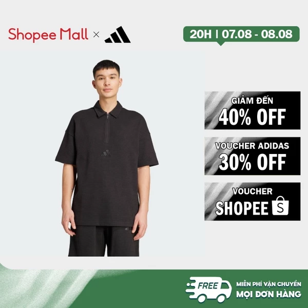 [Duy nhất 8.8 - VOUCHER 30%]adidas Phong cách sống Áo Polo All SZN kéo nửa với chất liệu dệt kim waffle Nam Đen JL6545