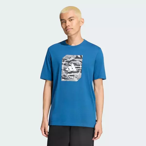 adidas Phong cách sống Áo Thun Graphic Rằn Ri Nam Màu xanh da trời KS2611