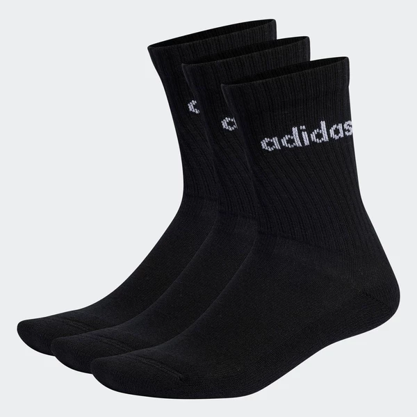 adidas Phong cách sống Bộ 3 Đôi Tất Cao Cổ Linear Có Đệm Unisex Đen IC1301