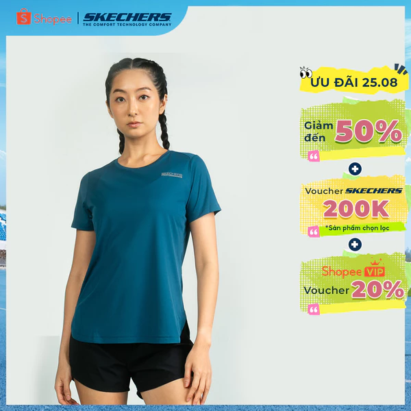 Áo Thun Tay Ngắn Nữ Skechers Running Performance Short Sleeve Tee - SP325W342-000Z