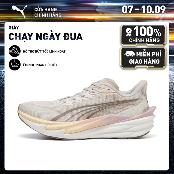 Giày Chạy Bộ PUMA Nữ Deviate NITRO 4 Wns Alpine Snow-Misty Pink Màu Trắng