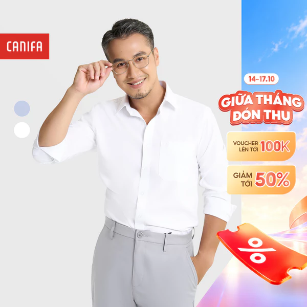 Áo sơ mi nam dáng ôm CANIFA dáng slimfit nano thấm hút tốt 8TH25W004