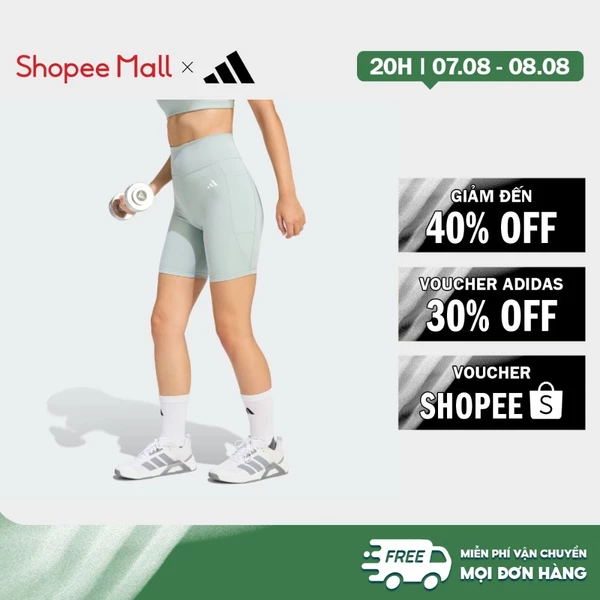 adidas Gym & Training Quần Legging Ngắn Optimé Essentials 7 Inch Với Túi Ẩn Nữ màu xanh lá JZ0829