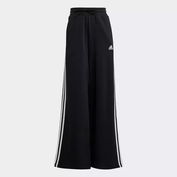 adidas Phong cách sống Quần Ống Rộng Vải Thun Da Cá 3 Sọc Essentials Nữ Đen HZ5747