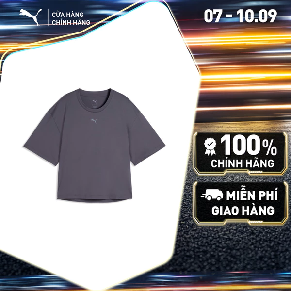 Áo Thun Tập Luyện PUMA Nữ W CLOUDSPUN RELAXED TEE Inky Depths Màu Xám