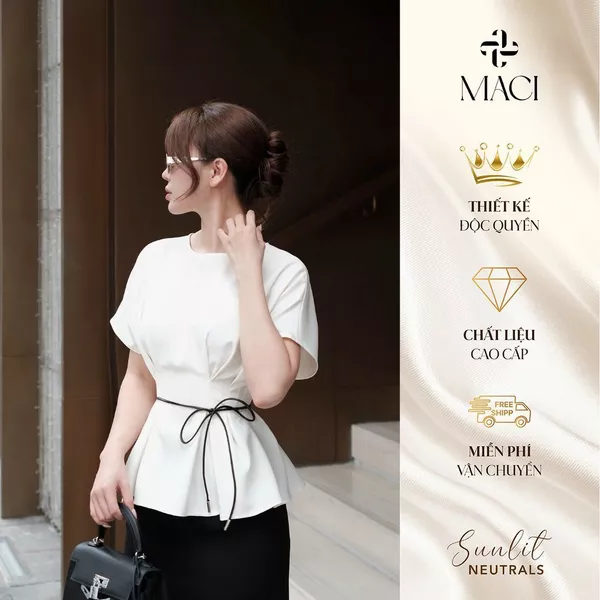 Áo Peplum Tay Dơi Chiết Eo Tôn Dáng Kèm Dây Da MACI MCAATTR0367 Thời Trang Nữ Thiết Kế Độc Quyền