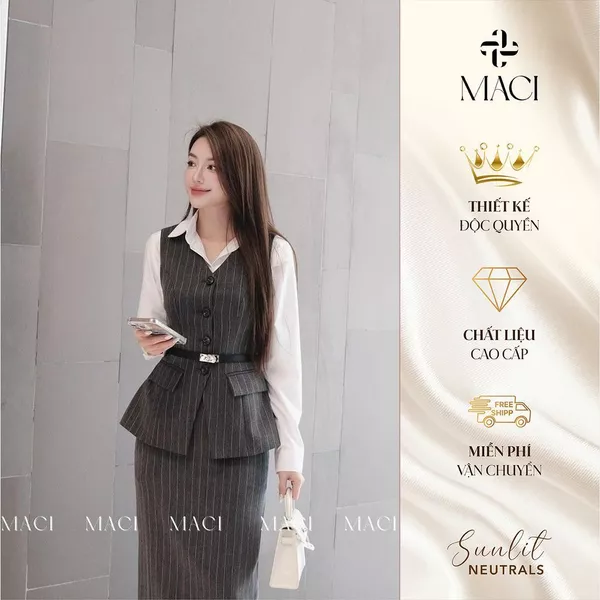 Chân Váy Moni Sọc Xương Cá MACI MCVCVSO0079 Thời Trang Nữ Thiết Kế Độc Quyền
