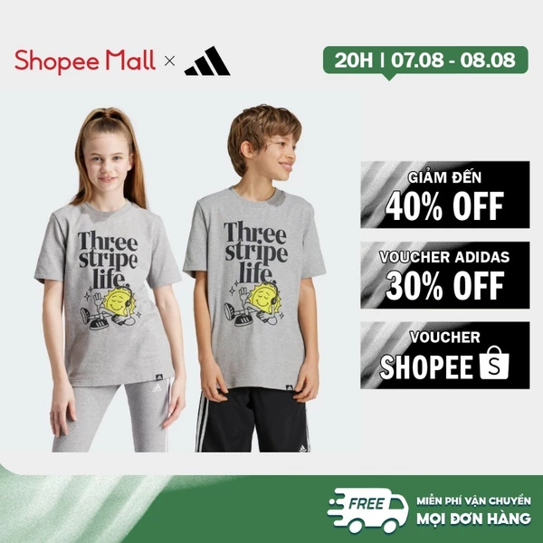 [Duy nhất 8.8 - VOUCHER 30%]adidas Phong cách sống Áo Thun Graphic Positivity Table Trẻ em Xám IZ0416