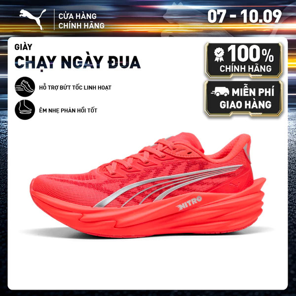 Giày Chạy Bộ PUMA Nữ Deviate NITRO 4 Wns Ultra Red-Silver Màu Đỏ