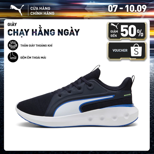 Giày Chạy Bộ PUMA Unisex Softride Carson Knit New Navy-Vivid Blue-Green Glare Màu Xanh