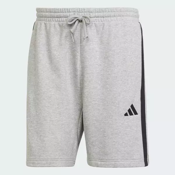 adidas Phong cách sống Quần Short Vải Thun Da Cá 3 Sọc Essential Nam Xám JE6419