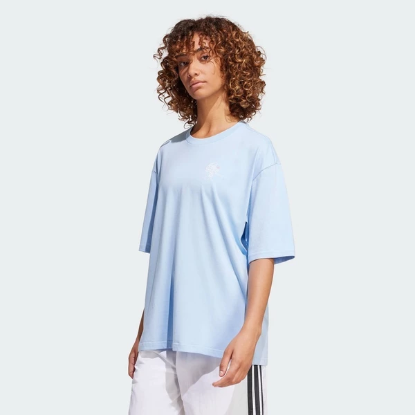adidas Phong cách sống Áo Thun Graphic Codes Photoreal Nữ Màu xanh da trời JN9090