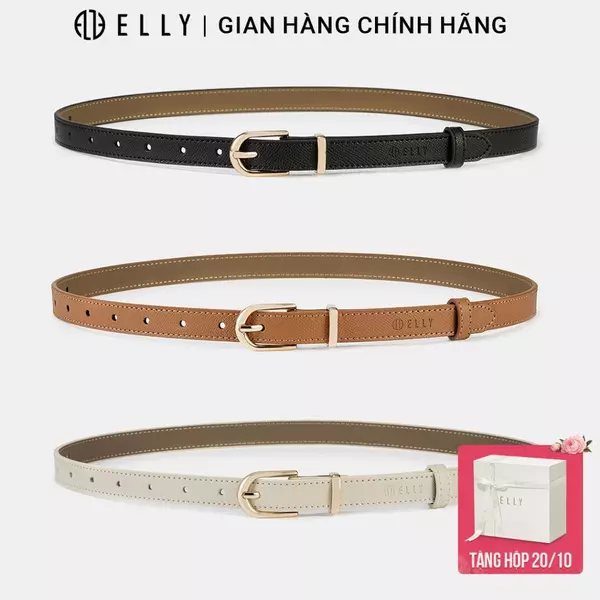 Dây lưng nữ ELLY ED79 thắt lưng da thật cao cấp khóa xỏ kim thanh lịch thời trang