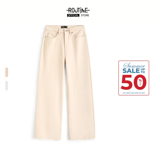 Quần Denim Nữ Trơn Form Straight - Routine 10S25DPAW002