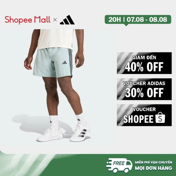 [Duy nhất 8.8 - VOUCHER 30%]adidas Gym & Training QUẦN SHORT DỆT CƠ BẢN 3 GẠCH WORKOUT ESSENTIAL Nam màu xanh lá KD0684
