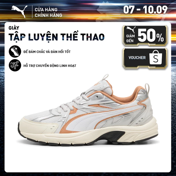 Giày Thể Thao PUMA Unisex Milenio tech_ Feather Gray-White-Cinnabar Màu Xám