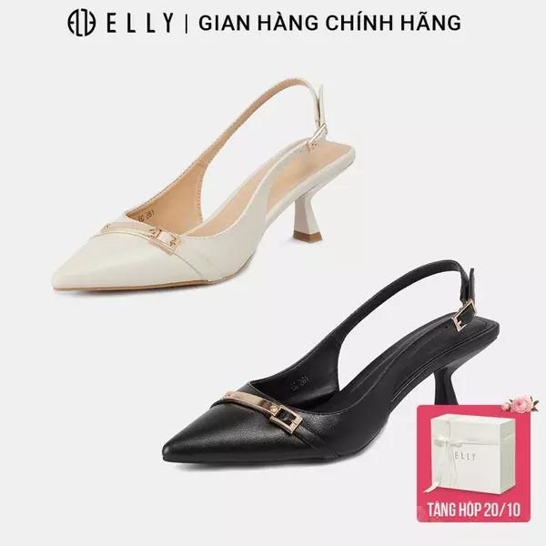 Sandal cao gót nữ ELLY EG281 hở gót đính hợp kim mạ vàng thanh lịch