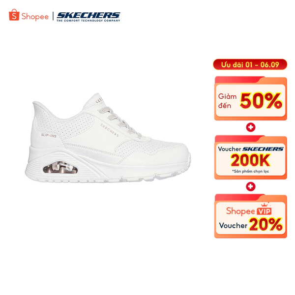 Giày Thể Thao Nữ Skechers Street UNO Banksia Luxe - 177118-WHT Air-Cooled Memory Foam