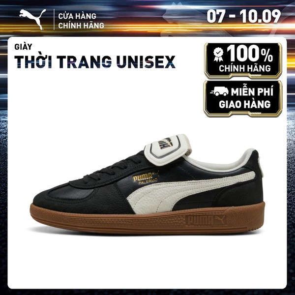 Giày Thời Trang PUMA Unisex Palermo Premium Black-Warm White Màu Đen