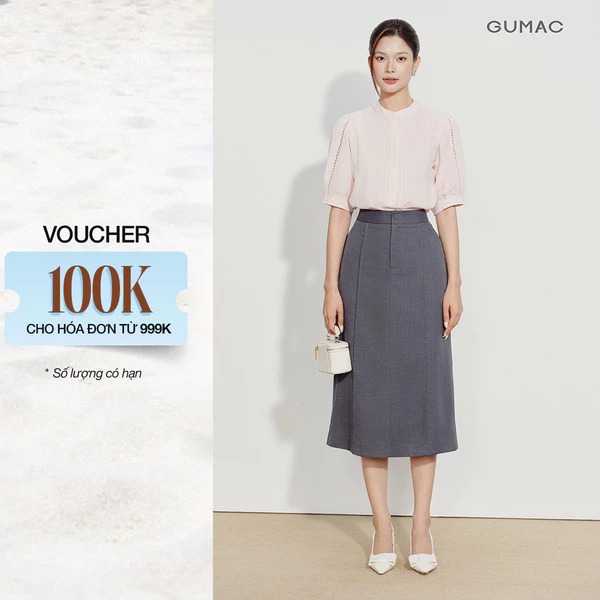 [VOUCHER 22%] Chân Váy Nữ GUMAC Form A Lưng Rời Túi Xéo Nút Bọc Tôn Dáng Che Khuyết Điểm Tôn Eo VG07004