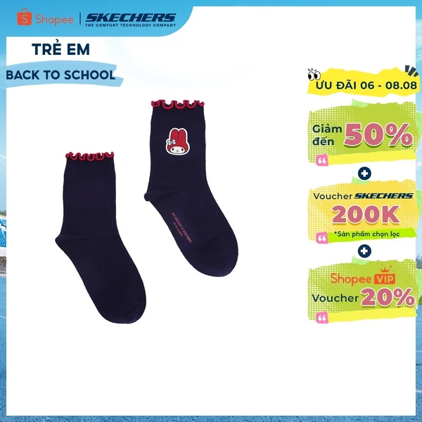 Vớ Thể Thao Bé Gái Skechers Hello Kitty & My Melody Socks Vớ Cổ Trung (2 Đôi) - SL226G262-02V3