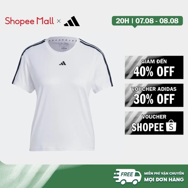 [Duy nhất 8.8 - VOUCHER 30%]adidas Gym & Training Áo Thun 3 Sọc Train Essentials AEROREADY Nữ trắng IC5040
