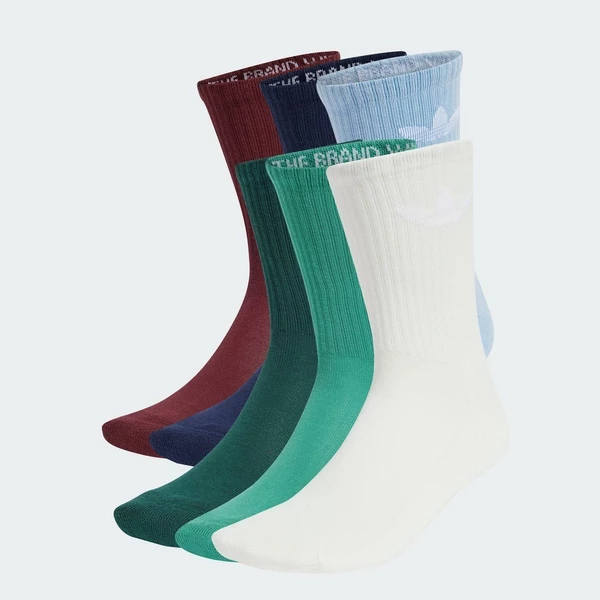 adidas Phong cách sống Bộ 6 Đôi Tất Cổ Trung Cushion Logo Ba Lá Unisex trắng JI9504