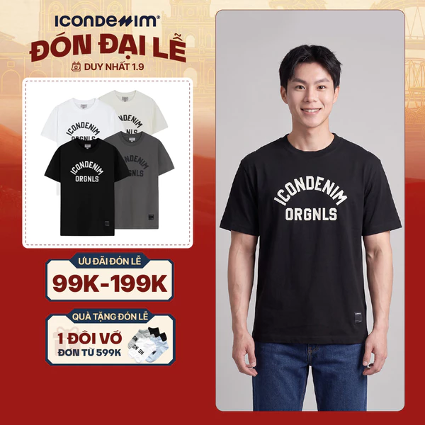 Áo Thun Nam ICONDENIM Họa Tiết Orgnls College Graphic Form Regular ATID0357