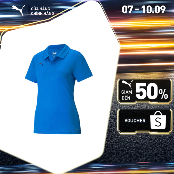 Áo Thun Thể Thao Đá Bóng PUMA Nữ teamLIGA Sideline Polo W Electric Blue Lemonade-White Màu Xanh